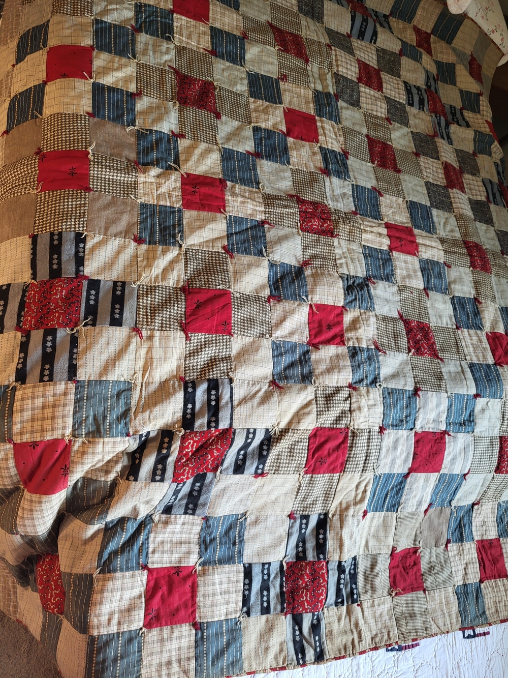 1930 Americana Nine Patch Quilt Comforter Dated/Signed